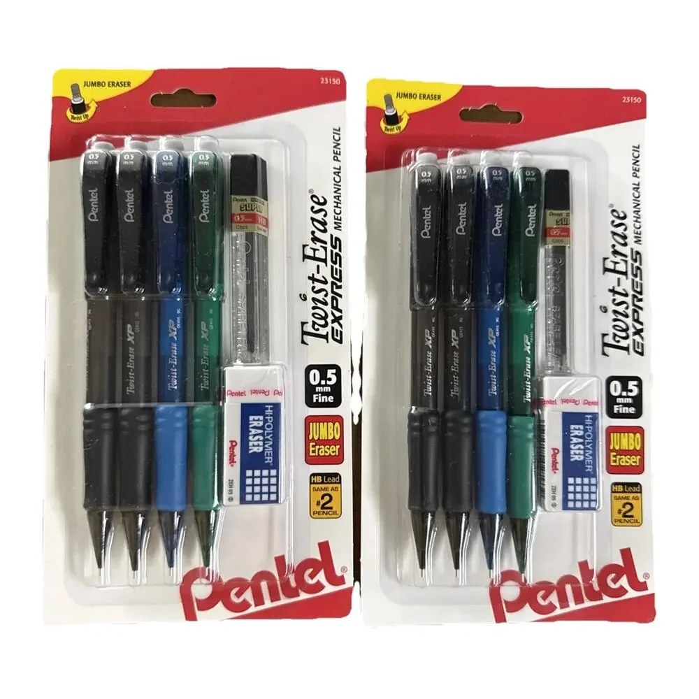 Pentel Twist-Erase Express Mechanical Pencil .5mm 8 Pack Lead Block Eraser